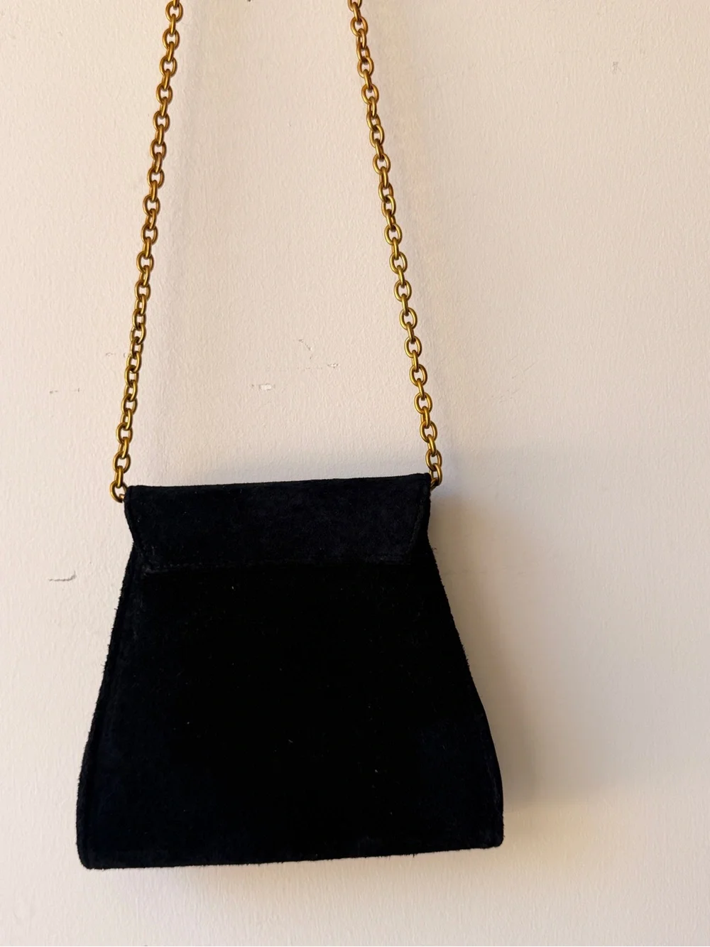 Vintage Casual Corner Black Crossbody Bag with Gold Chain